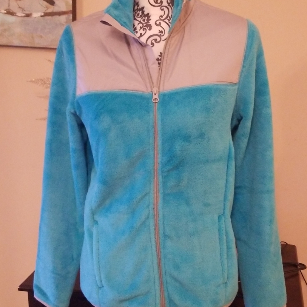 💙 Turquoise Teddy Bear Fleece Zip-Up Emily B.
